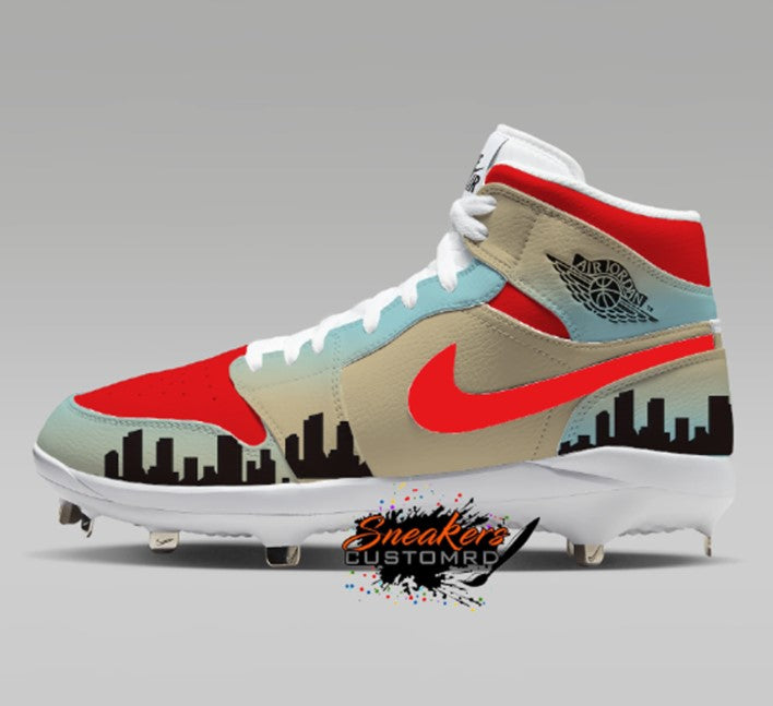 jordan 1 cleats red and white