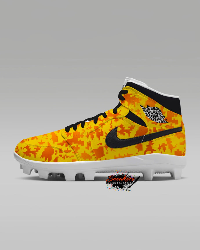 yellow stencil Nike Jordan Retro Metal Cleats